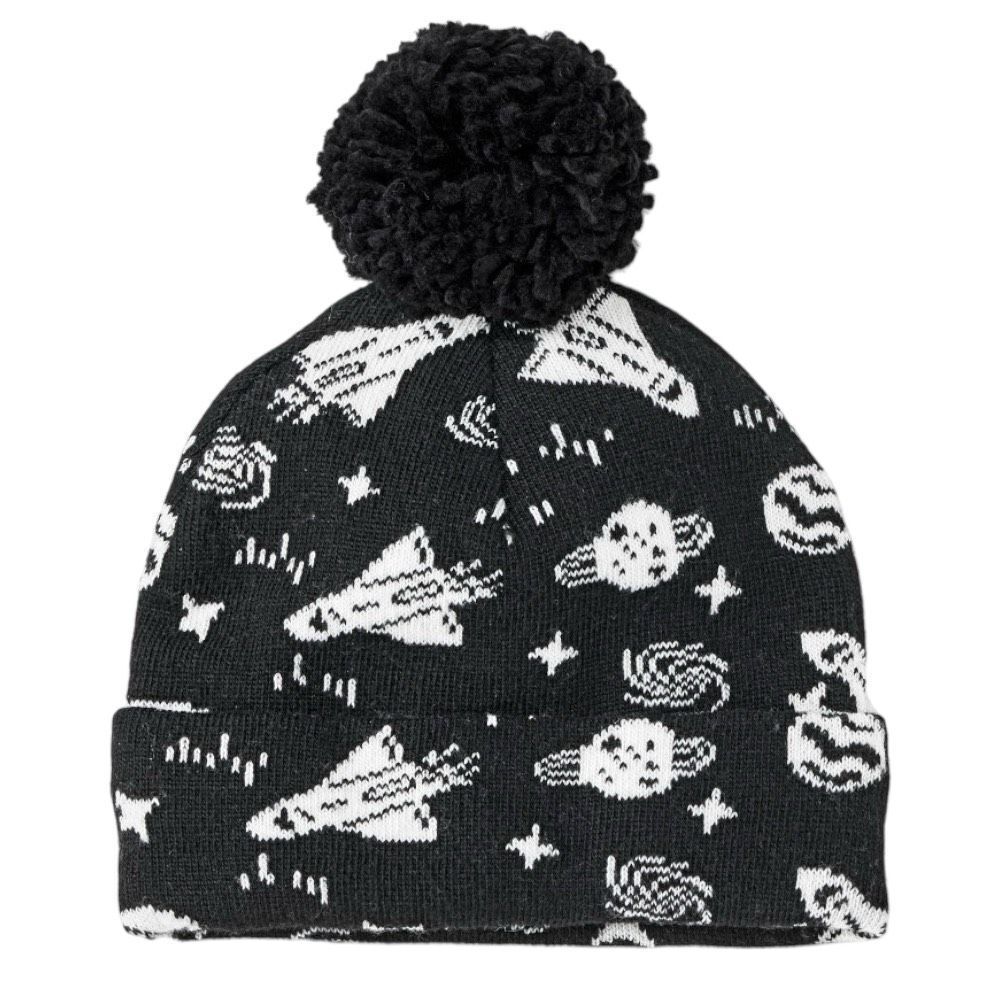 NEW Cat & Jack Toddler Rocket Black White Beanie 2T-5T